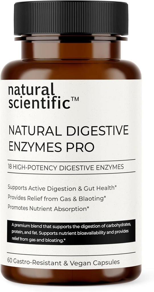 Digestieve enzymen Pro - 18 natuurlijke enzymen voor digestie van Papaya, Ananas & More - met probiotica en prebiotica - plantaardige - 60 capsules - Premium Dieetsupplement