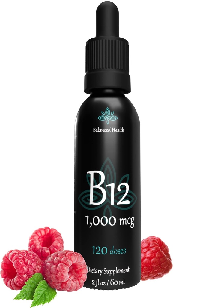 B12 1000 mcg, 2oz 120 Serves, Raspberry Flavor, Methylcobalamine Sublingual Drops