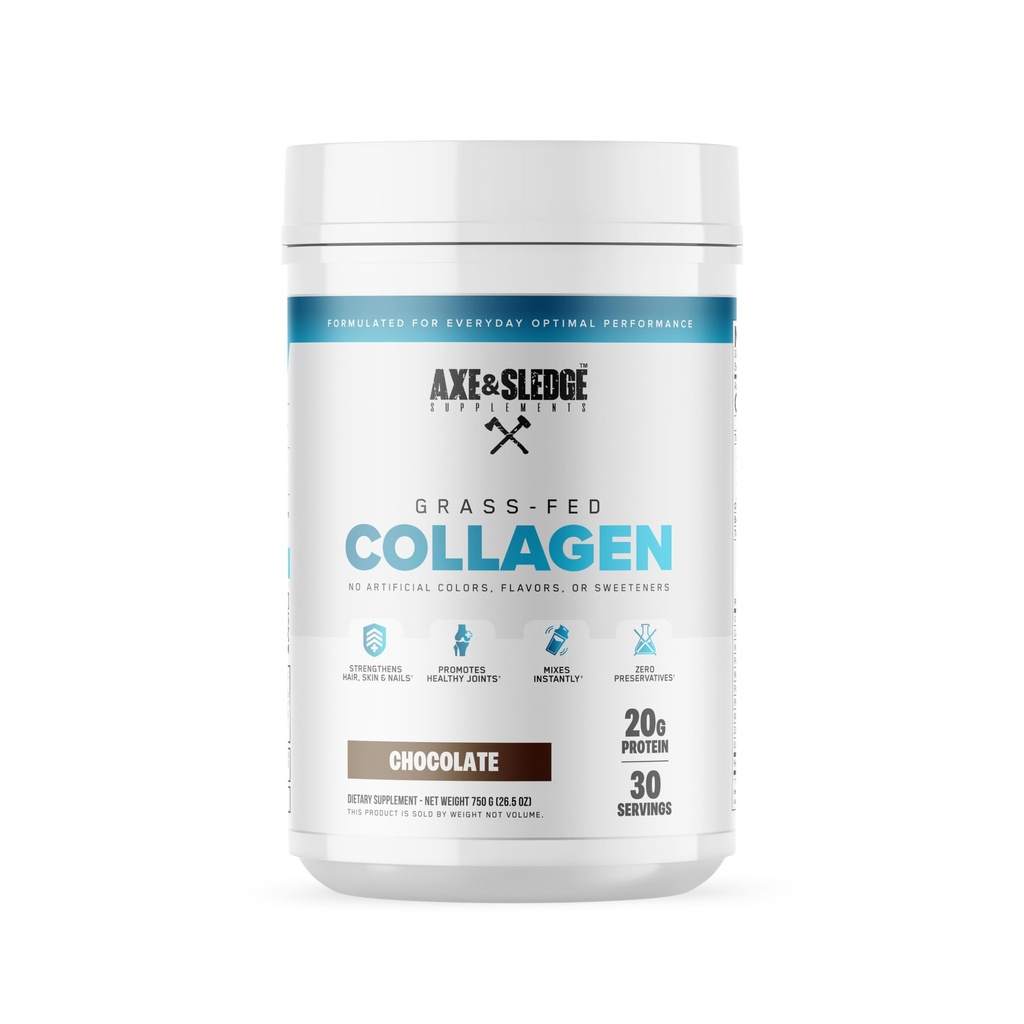 Axe & Sledge Pure Hydrolyzed Collagen Powder, Gluten Free, Keto and Paleo Friendly, Grass Fed, Chocolate, Non GMO, 1.46 Lbs