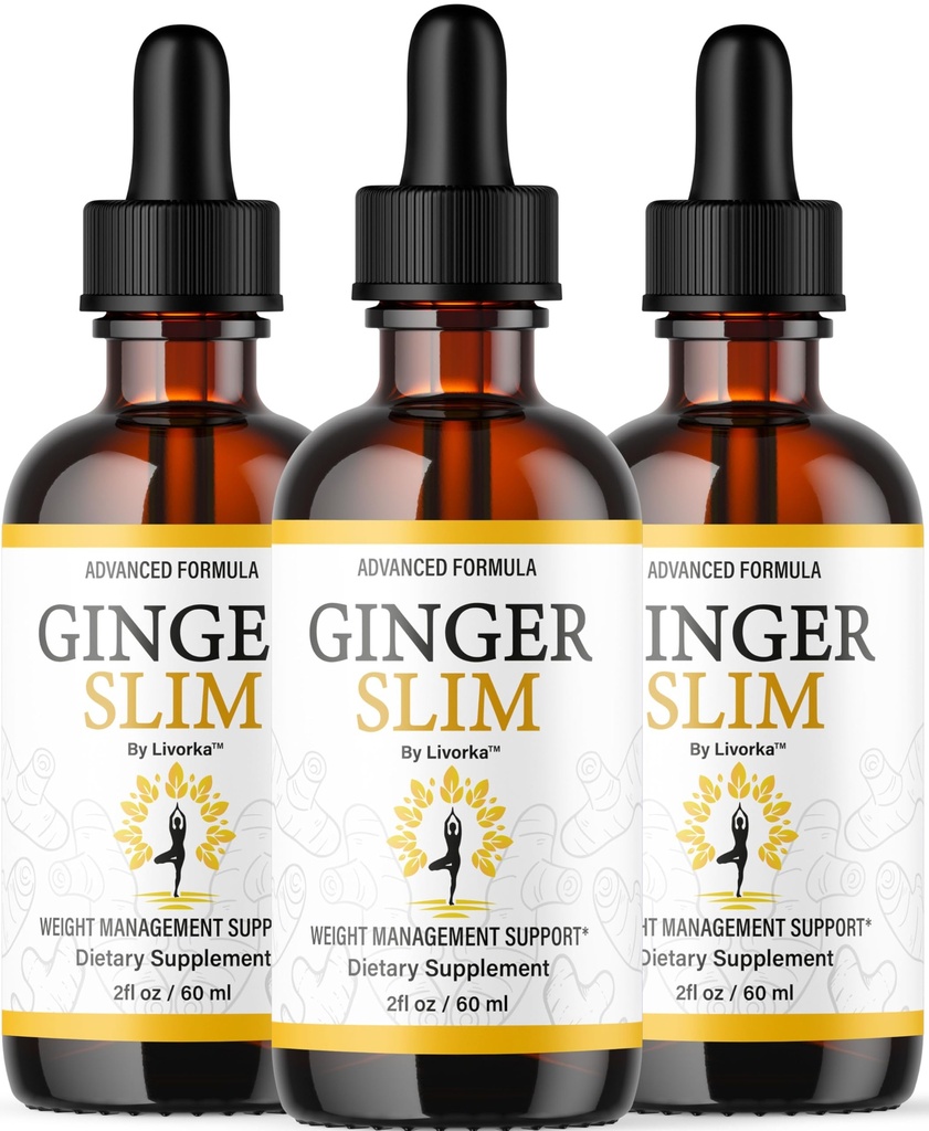 (3 Pack) Ginger Slim Drops - Official GingerSlim Droppers Supplement Premium Formula, Ginger Slim All Natural Liquid Support Advanced Formula Healthy Drops Reviews, 3 Bottles for 3 Months