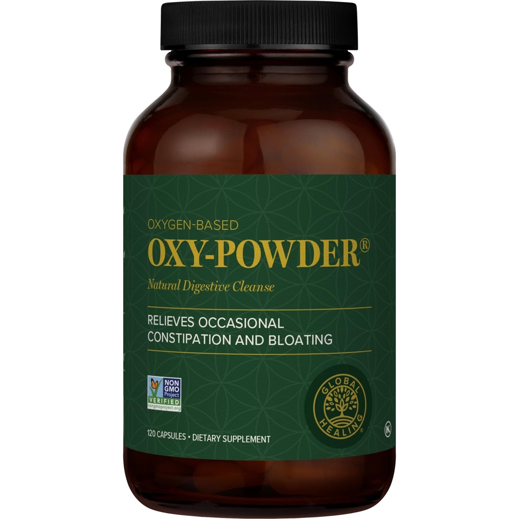 Global Healing Center Oxy-Powder Oxygen Based Safe and Natural Colon Cleanser and Relief from Occasional Constipatie (120 Capsules)(Verpakking kan variëren)