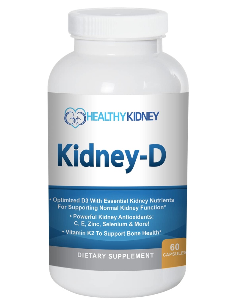 Supplément rein-D. Vitamine D optimisée pour le soutien du rein. Vitamine D3 et 7 Vitamines et nutriments du rein conçus pour la santé du rein et plus encore