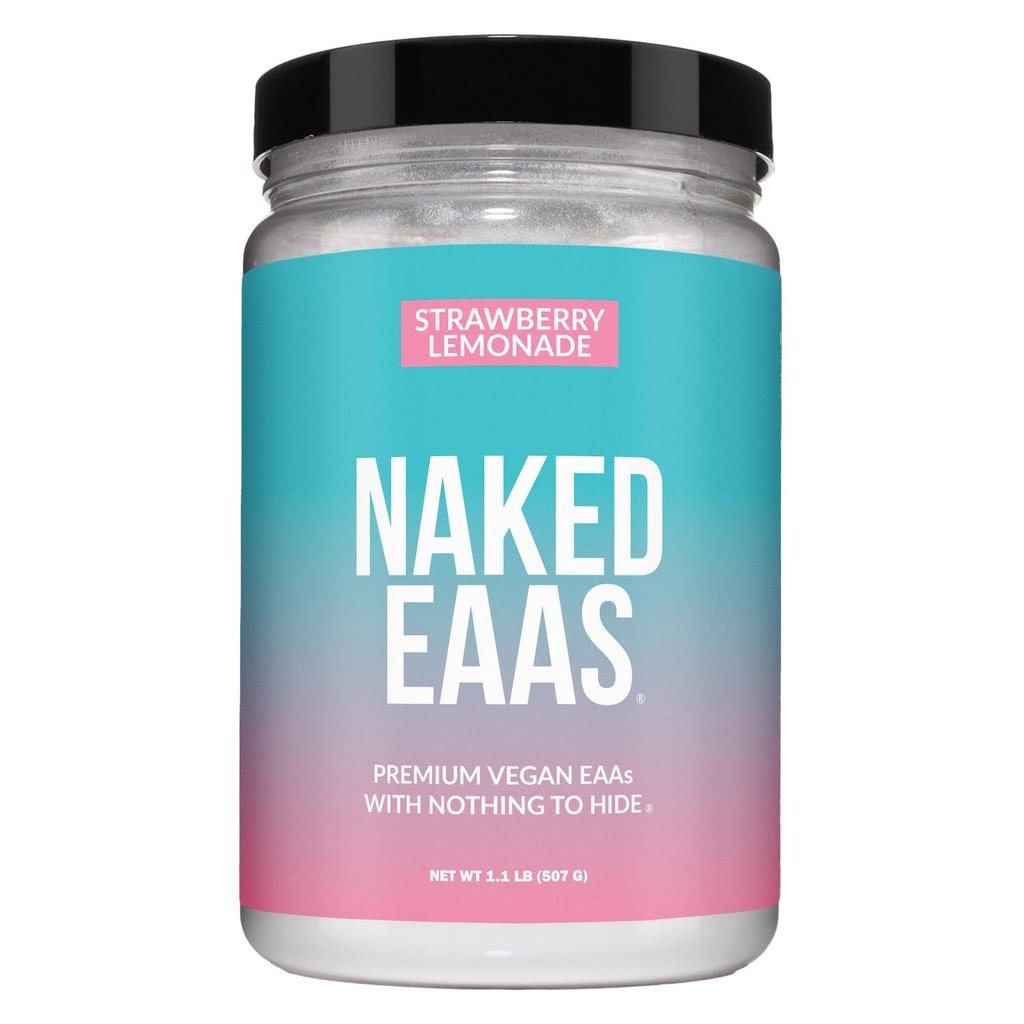 NAKED Strawberry Lemonade EAAs Amino Acids Powder, Vegan Essential Amino Acids, Instantized All Natural EAA Powder Supplement, 1.1LB - 26 Servings