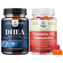 Bundel van DHEA Supplement voor Hormone Balance, Mood Stability, Hersenfunctie - Dehydroepiandrosteron en Vitamine D3 Gummies voor dagelijkse wellness met 2000IE per Serving Bone Muscle & Immune Ondersteuning