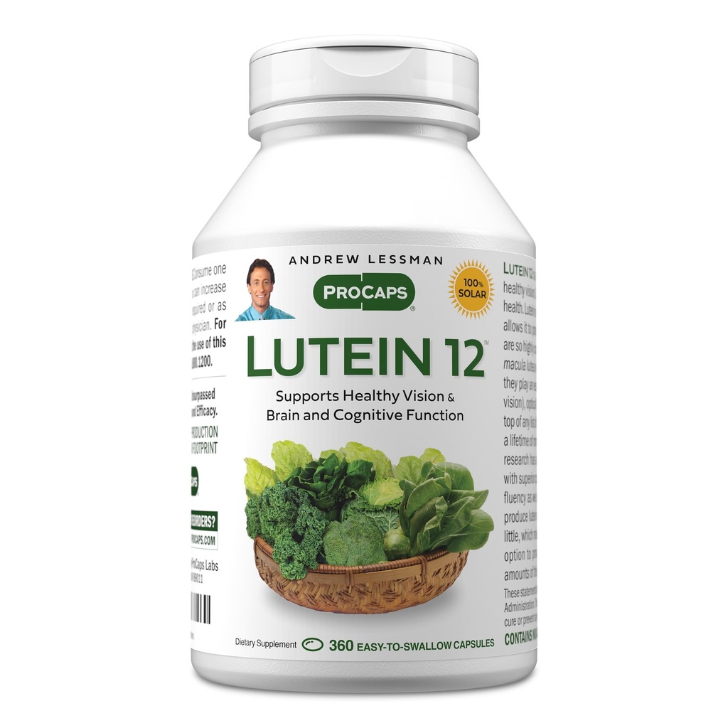 ANDREW LESSMAN Lutein 12 mg - 360 Softgels - Ultra-High Levels of Lutein. Krachtige Anti-Oxidant Carotenoid. Ondersteunt Eye Health en bevordert gezonde visie en huid.