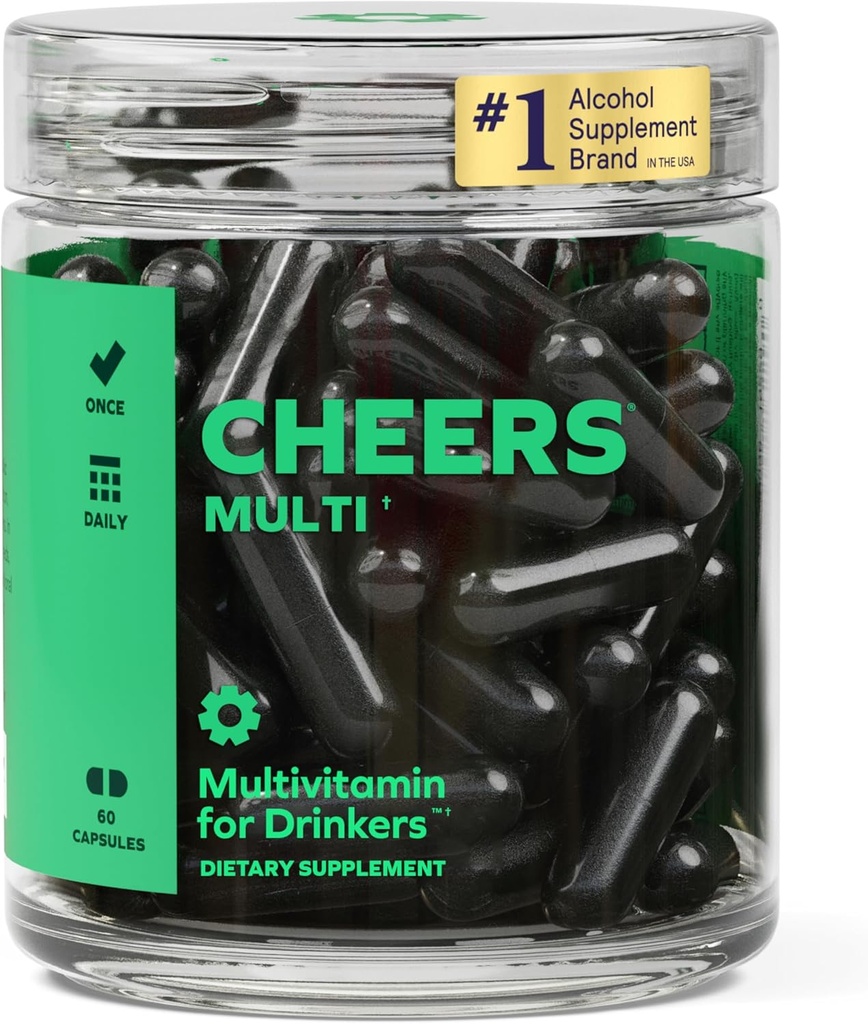 Cheers Multi | Multivitamin for Drinkers | Replenish Lost Vitamins from Drinking & Support Overall Health | 30 Doses | Choline, Betaine, Niacin, B-Vitamins | Daily Multivitamin Supplement