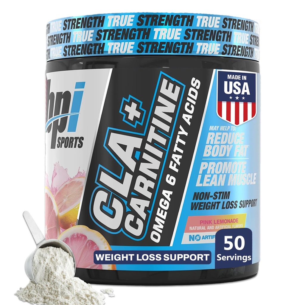 BPI Sports CLA+Carnitine – CLA L Carnitine & Linoleic Acid – L Carnitine Supplement for Weight Loss, Metabolism & Lean Muscle – Caffeine Free – Pink Lemonade – 50 Servings – 12.34 oz