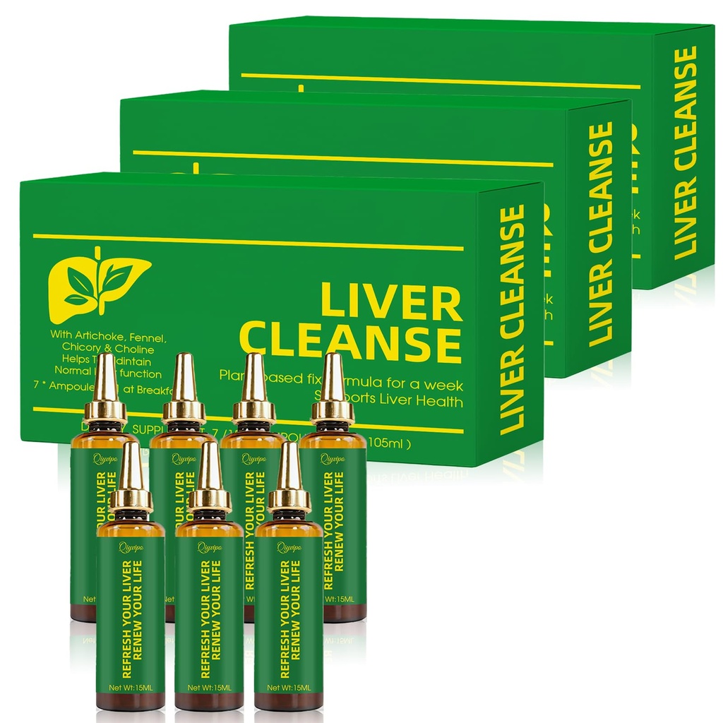 Liver Detox Ampoules – Liver Cleanse Detox & Repair Supplement with Apple Flavor– Supports Liver Function & Healthy Metabolism-7 pcs/Box