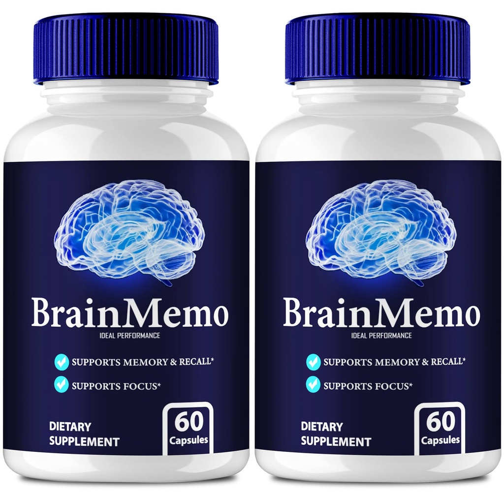 Brain Memo Capsules, Official BrainMemo Supplement for Brain Health & Memory Support - Maximum Strength, Advanced Formula Nootropic Pills, All Natural Brain Memo Support Reviews (2 Pack)