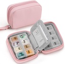 Zannaki schattige pil Organizer voor portemonnee met twee verwijderbare 7-dagen pil Box, Travel PU lederen pil geval, draagbare wekelijkse pil container met opslagzak om vitamines te houden, visolie, supplementen (Roze)