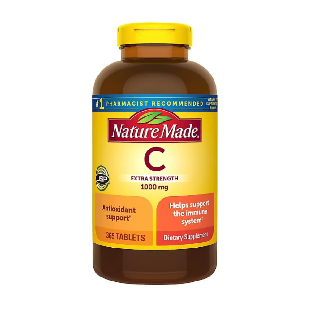 Nature Made - Extra Strength Vitamin C 1000mg, 365 Tablets, Dietary Supplement for Immune and Hydration Support