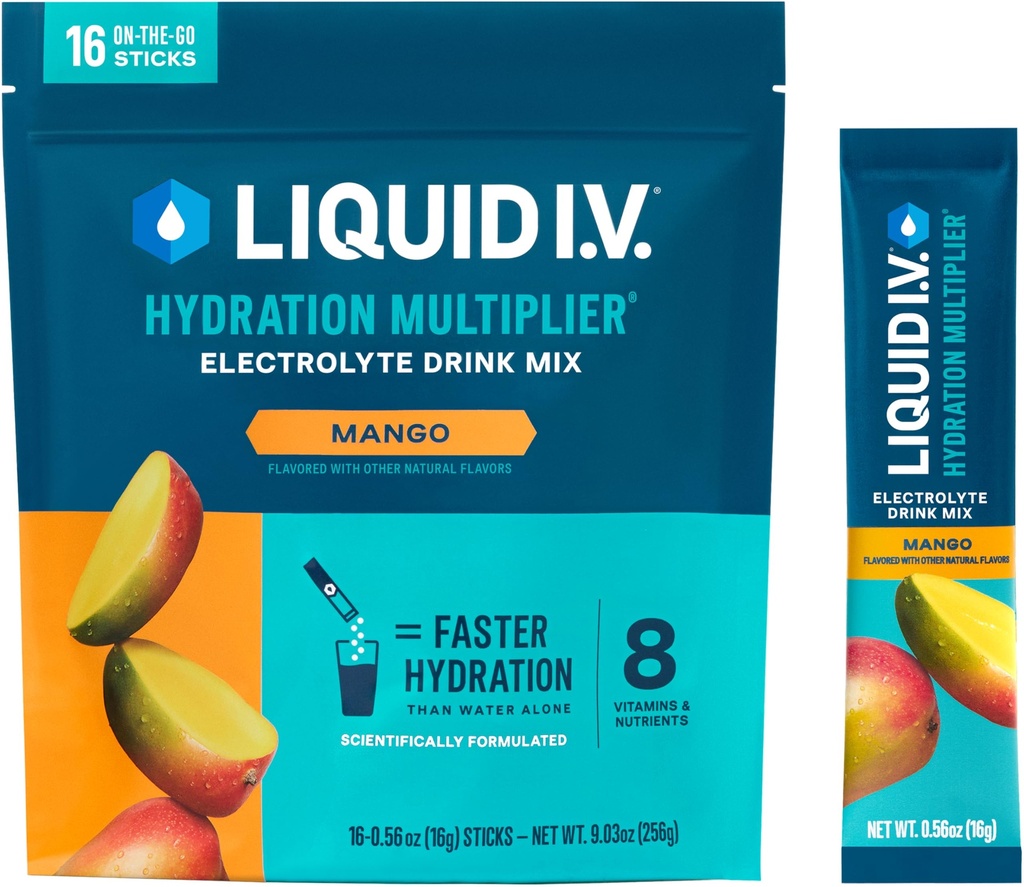 Liquid I.V.® Hydration Multiplier - Mango | Electrolyte Powder Drink Mix | 1 Pack (16 Servings)