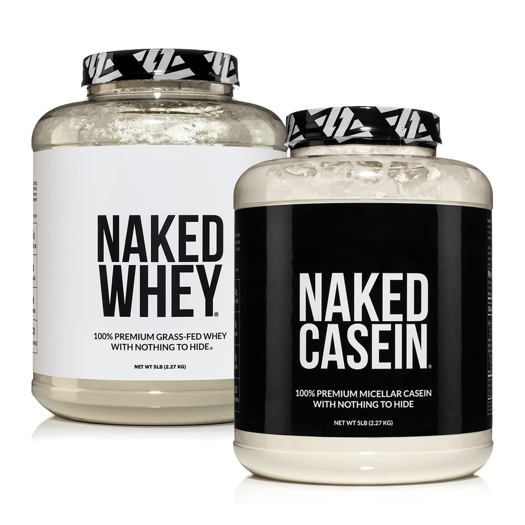 Naked Grass Fed eiwitbundel: 5LB Unflavored Wei en 5LB Unflavored Caseïne