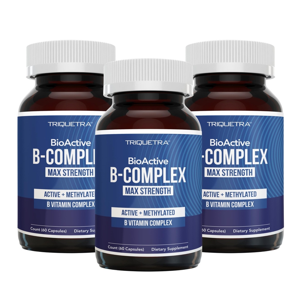 BioActive Vitamin B Complex Blood Stream Ready, Methylated B Complex Featuring Methylfolate 3 BioActive Forms of B12, BenfoPure® B1 & Pantesin® B5 12 B Vitamins in Clinical Doses(180 Servings - 3Pack)