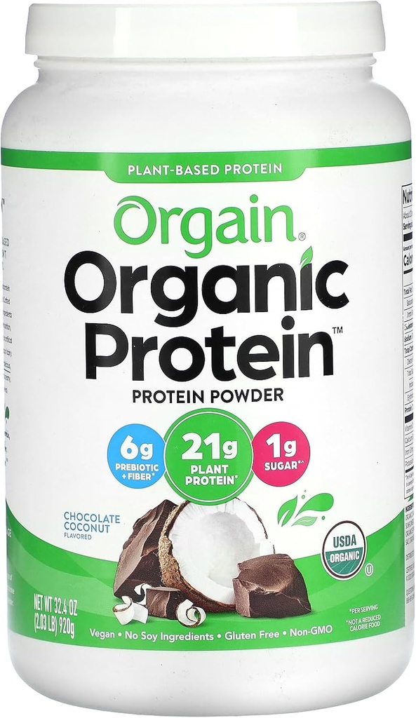 Orgain Biologische Vegan Proteïne Poeder, Chocolade Kokosnoot 2 lb