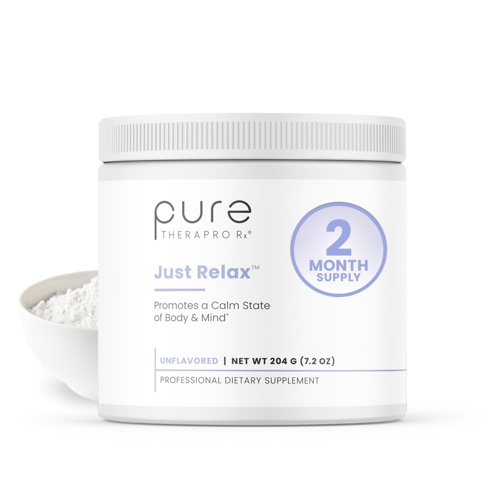Pure Therapro Rx Just Relax Unflavored - 60 Servings | Supports Relaxed Mood & Healthy Blood Pressure | Myo-inositol, Di-Magnesium Malate, GABA, Taurine, & L-Theanine