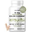 15 dagen Geavanceerde Colon Cleanse, Probiotica & Natural Herbs, Ondersteunt Detox & Gut Flora voor vrouwen en mannen, met Cascara Sagrada, Psyllium Husk & Senna Leaf, 30 capsules 1-2 Dagelijkse reiniging 15 dagen