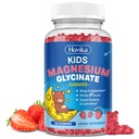 Magnesium Glycinate Gummies for Kids - with L-Theanine, Omega-3, Vitamin B6, D3, Zinc - Kids Magnesium Gummies for Sleep, Relaxation, Calm & Focus - Sugar Free Strawberry 60ct