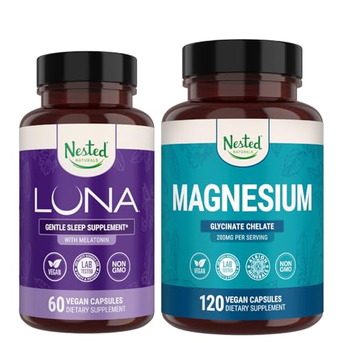 Nested Naturals Luna Slaaphulp & Magnesium Glycinate chelate voor slaap, ontspanning, & herstel (180 capsules)