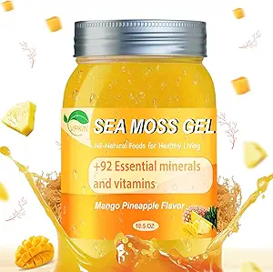 Sea Moss Gel, Irish Sea Moss Raw Organic,Sea Moss Supplement Advanced for Immune & Metabolisme Support(Mango Ananas,18.5OZ)