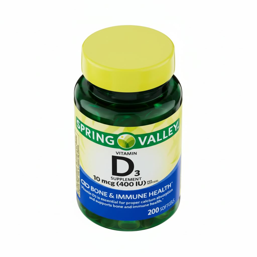 Vitamin D3 10 mcg (400 IU), 200 Softgels - Dietary Supplement (Pack of 1)