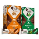 NuGo Slim Vegan Variety - Crunchy Peanut Butter 12 bars & Chocolate Mint 12 bars, Low Net Carb, Keto Friendly, 16-17g Plant Based Proteine, Glutenvrij, 24 telling