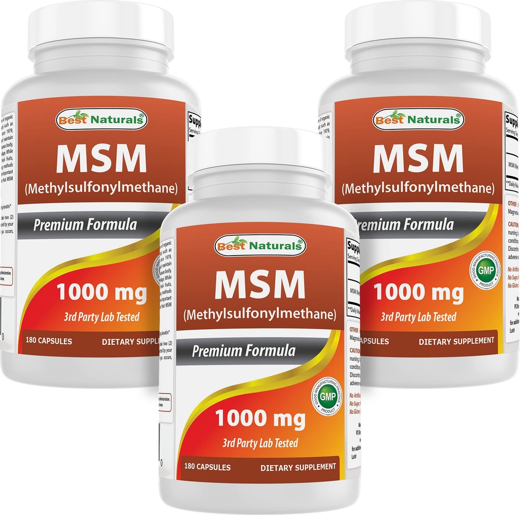 Best Naturals MSM 1000 mg 180 capsules (180 telling (verpakking van 3)