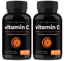 NutraChamps (2 Pack) Vitamine C 1000mg met Vlierbes, Citrus Bioflavonoïden en Rose HIPS - 120 Capsules Veganistisch, Non-GMO Antioxidant Supplement voor Immune Health & Collageen Productie 500mg Poeder Pillen