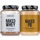 NAKED Whey Chocolate Protein Powder 24 Servings PB Powdered Peanut Butter 2LB (76 Servings) – Grass-Fed; Bulk; Vegan; Non-GMO; Gluten Free; Soy Free