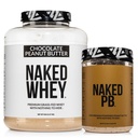 NAKED Whey Chocolate Peanut Butter Protein Powder (52 Servings) + PB Powdered Peanut Butter 1.5LB (45 Servings) – Grass-Fed; Non-GMO; Gluten Free; Soy Free; Bulk