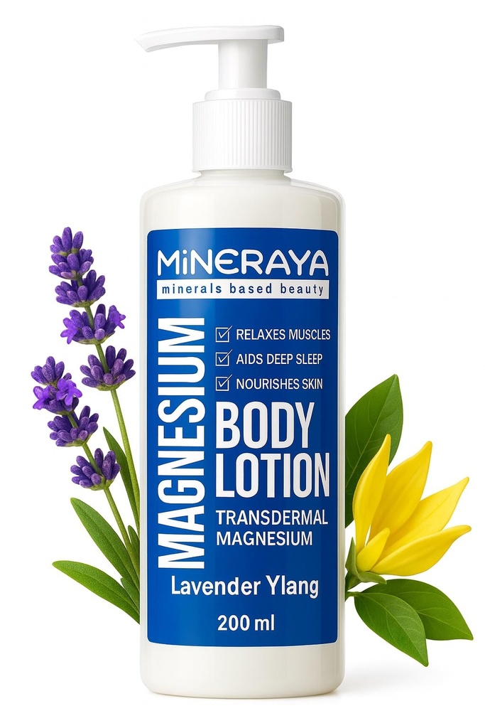 Magnesium Body Lotion, Transdermal Magnesium Lotion Muscle Relaxation, Nourishing Moisturizer Relaxing Lavender Scent - 7 Fl Oz
