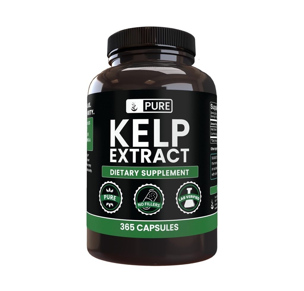 Pure originele ingrediënten Kelp Extract (365 capsules) Geen Magnesium of Rijst Fillers, altijd zuiver, Lab geverifieerd