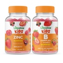 Levensvatbare Zink Kids + B Complex Kids, Gummies Bundle - Grote Proeverij, Vitamine Supplement, Glutenvrij, GGO-vrij, Kauwgom