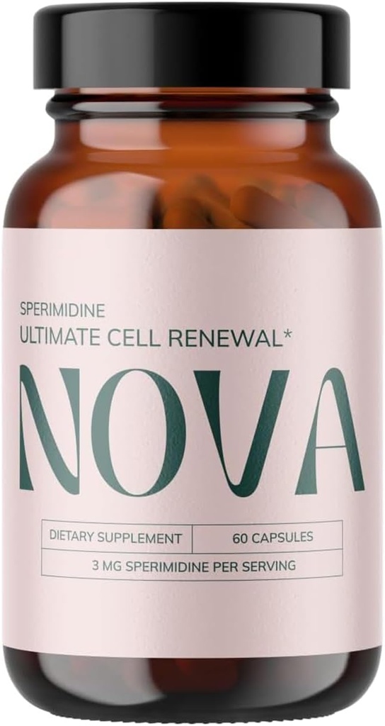 Nova Ultimate Cell Revitation/Spermidine Supplements, Organic Wheat Germ Anti Aging Supplement with High Spermidine, Zink, and Thiamine for Optimal Autophagy, 60 Capsules (pack of 1)