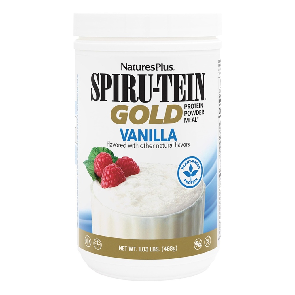 NaturesPlus SPIRU-TEIN GOLD, Vanilla - 1.03 lb - Plant-Based Protein Powder - Vitamins & Minerals for Energy - Vegetarian, Gluten Free - 13 Servings
