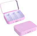 2Pack Pill Box 3 Compartiment Pill Case,Portable Metal Travel Pill Box met spiegel voor de geneeskunde, vitamines,Visolie en supplementen,Portable Pill Box voor Pocket of Purse(Pink)