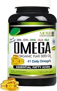 Natural Omega 3-6-9 Blend with DPA, EPA, DHA, ALA and GLA and Organic Flax Seed Oil Plus Wild Caught Natural Fish Oil - Over 2,800 Milligram Strength - Gluten Free - Made in The USA - 60 SoftGels