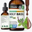 BIO KRAUTER Teinture de basilic Saint - Extrait liquide de poudre de Tulsi - Soutient Calme et Relaxation - Supplément d'acide ursolique - Sans alcool et sans sucre - gouttes de végétalien 2 Fl.Oz.