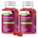 Vitamin B Complex Gummies with Vitamin C - Energy, Metabolisme & Immune Support - B6, B12, Niacin, Folic Acid, Biotin, Calcium - Veganistisch, Glutenvrij - 120 Tel.
