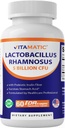 Vitamatic Lactobacillus Rhamnosus 5 Billion per DR Capsule (10 Billion Per 2 Capsules) - 60 Count - Advanced Digestive & Immune Support - Made with Prebiotic Inulin Fiber