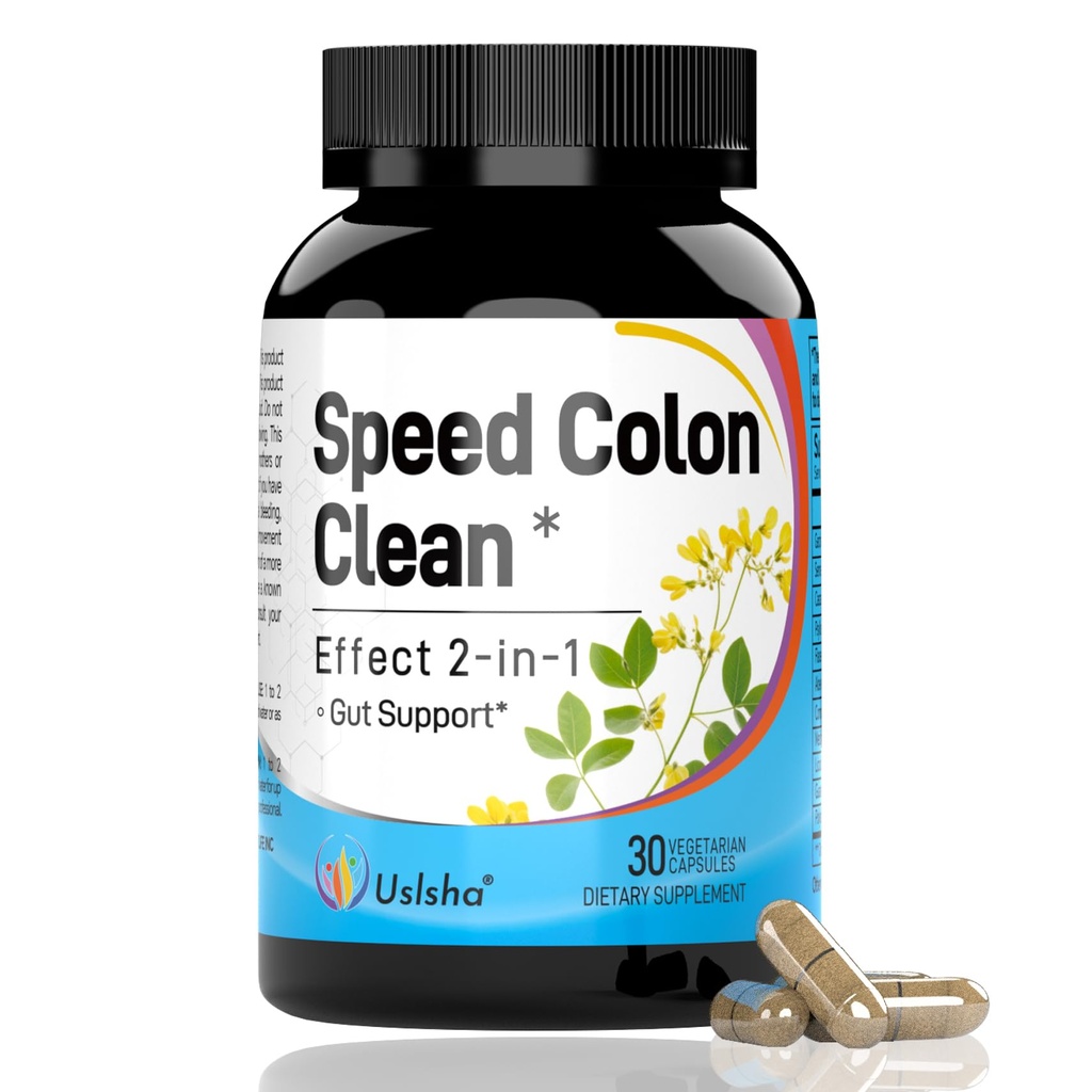 Speed Colon Clean, 15 Day Cleanse Capsules for Women & Men, Senna Leaf, Cascara Sagrada, Psyllium Husk, Aloe Vera, Prebiotic Fiber & Digestive Enzymes, Vegan, Gluten Free, 30 Count