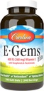 Carlson - E-Gems Elite, 400 IE Vitamine E met Tocoferolen & Tocotrienolen, Vitamine E Capsules, Hartgezondheid & Optimale Wellness, Antioxidant, Vitamine E Supplement, 240 Softgels