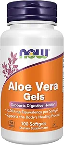 NOW Supplementen, Aloë Vera (Aloe barbadensis) 10.000 mg, Ondersteunt spijsverteringsgezondheid*, 100 Softgels