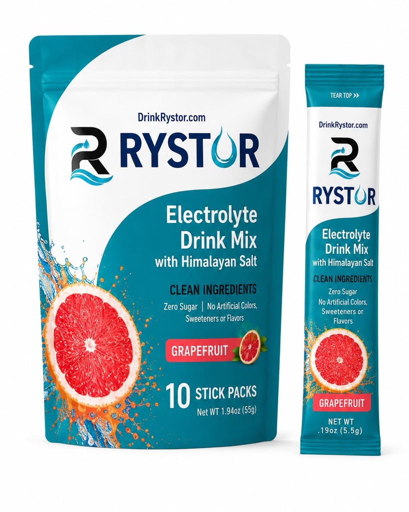 Electrolyte Drink Powder 10 Stick Packets – with Himalayan Salt, Zero Sugar, No Artificial Colors/Dyes, No Erythritol. Keto & Paleo Friendly