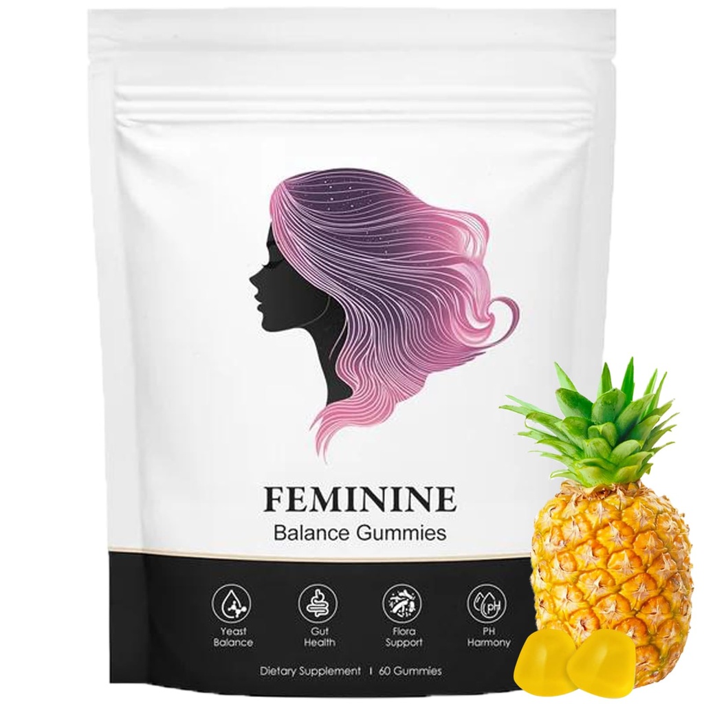 Feminine Balance Gummies for Women, Pineapple Gummies for Women pH, Women’s Health Probiotics - pH Balance, Healthy Odor, Flora, Vaginal & Gut Health, Immune Support (1)