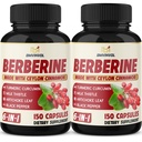 2 Pack Berberine HCl- Plus Ceylon Cinnamon, Kurkuma, Milk Thistle, Artichoke, Black Pepper, Berberine HCI Root Supplements Pillen - Immune System