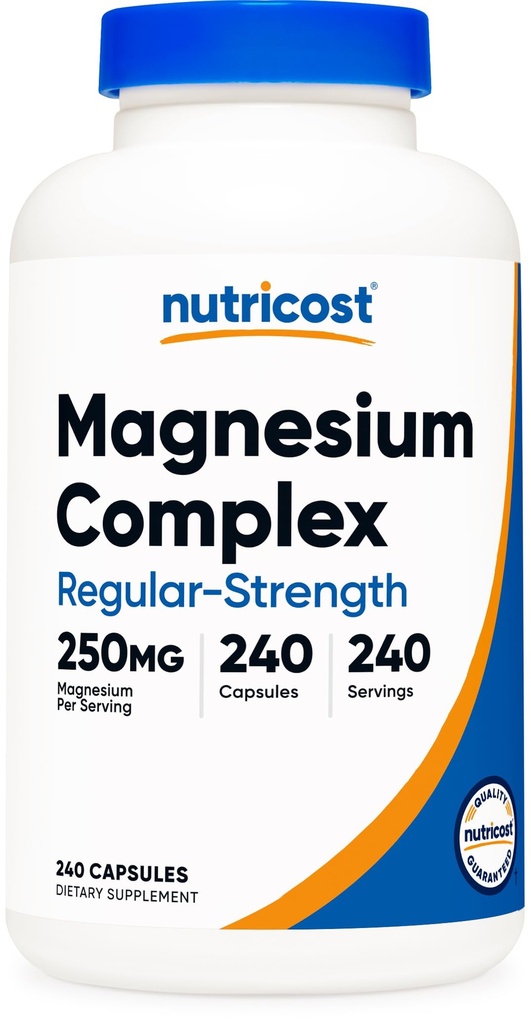 Nutricost Magnesium Complex 250mg, 240 Capsules - Magnesiumoxide, Citraat en Glycinaat - Glutenvrij en Non-GMO