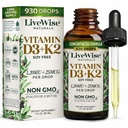 Vitamine D3 met K2 Liquid Drops, All Natural, Non-GMO, 1208iu D3 en 25mcg K2 (mk7) per Serving, Support Your Bones, Immune System and Energy Levels, with or without Peppermint Oil