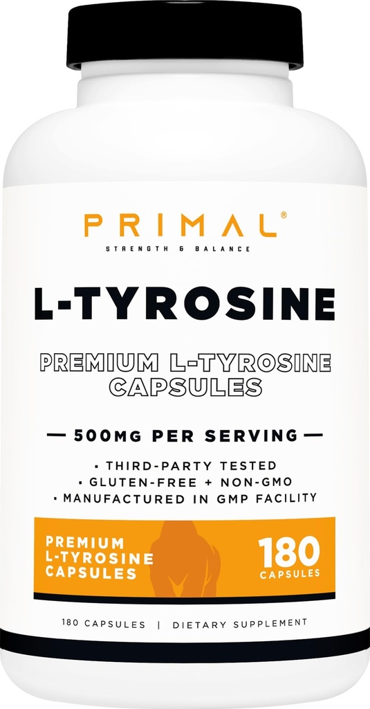 Primal L-tyrosine Capsules (180 Capsules / 500 mg per portie)