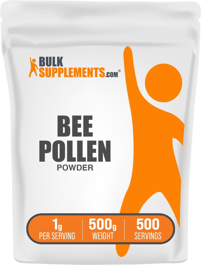 BulkSupplements.com Poudre de pollen d'abeille - Supplément super-alimentaire, Supplément de pollen d'abeille, pour le soutien immunitaire - Sans gluten, 1g par portion, 500g (1,1 lb) (paquet de 1)
